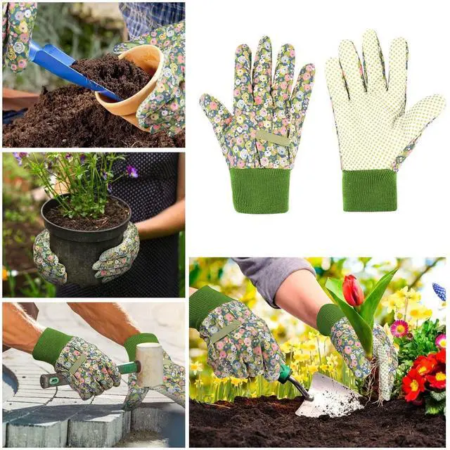 Alt view image 6 of 7 - Ainiv Floral Gardening Gloves for Women/Ladies, 2 Pairs Non-Slip Grip Garden Work Gloves, Comfortable Thorn Proof Garden Gloves for Farm, Yard, Pruning, Outdoor Multi-Purpose(Universal Size)