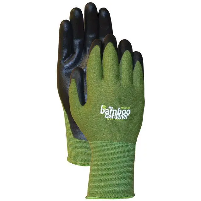 Alt view image 2 of 2 - Bellingham C5371M The Bamboo Gardener Work Gloves, Made of Sustainable Bamboo Rayon Fiber, Durable Nitrile Palm and Fingers, Medium, Green