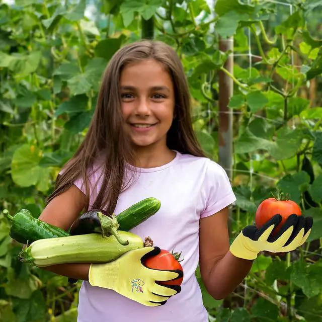 Alt view image 4 of 6 - Evridwear Kids Gardening Gloves for Boys Girls Outdoor Yard Work,Planting (L (9-12yr), Yellow)