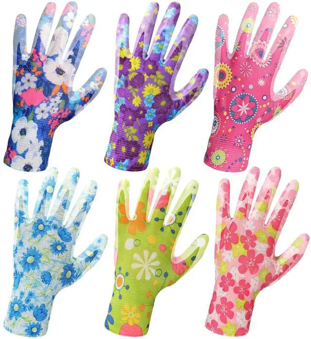 Main image of Nimalpal 6 Pairs Gardening Gloves - Gardening Gloves for Women Multi-purposes Breathable Rubber Coated Garden Gloves with Super Grip, Thorn Proof and Cut Resistant Outdoor(3 Colors)