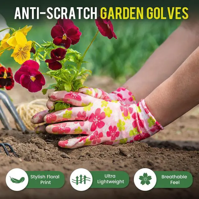 Alt view image 3 of 6 - Nimalpal 6 Pairs Gardening Gloves - Gardening Gloves for Women Multi-purposes Breathable Rubber Coated Garden Gloves with Super Grip, Thorn Proof and Cut Resistant Outdoor(3 Colors)