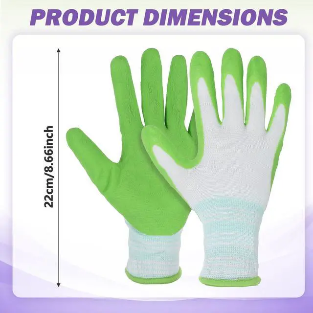 Alt view image 2 of 7 - Aysatogc 2 Pairs Gardening Gloves, Outdoor Work Garden Gloves Breathable Rubber Coated Outdoor Protective Yard Glove with Grip for Women Men Garden Essentials (Green & Purple)