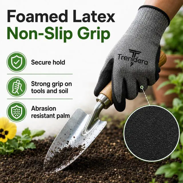 Alt view image 4 of 7 - Trendara 6 Pairs gardening gloves mechanic for men grip,Breathable latex dipped gloves,Suitable for garden weeding, construction, outdoor, warehouse handling, etc.