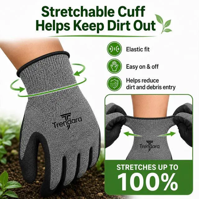 Alt view image 6 of 7 - Trendara 6 Pairs gardening gloves mechanic for men grip,Breathable latex dipped gloves,Suitable for garden weeding, construction, outdoor, warehouse handling, etc.