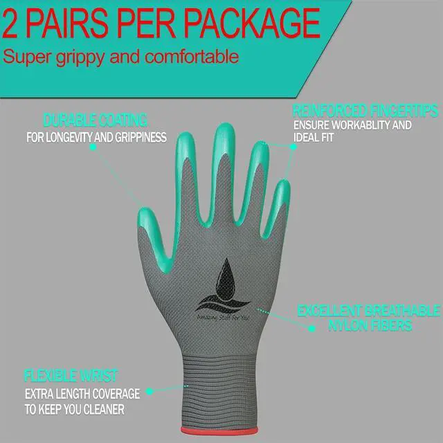 Alt view image 5 of 7 - Garden Gloves Women and Men 2 pairs, Super Grippy Texture for Gardening and Work Activities - S,M,L Sizes (Medium)