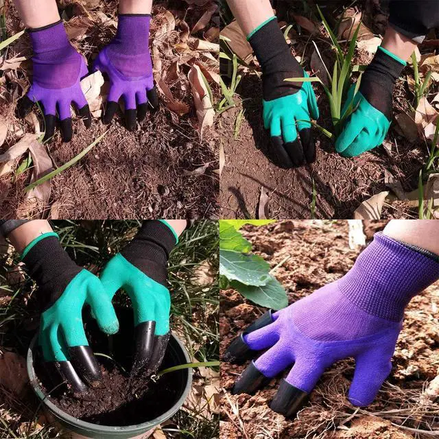 Alt view image 5 of 6 - DCCPAA Garden Gloves with Claws 2 PairsTwo Hands with Claws for Digging, Planting, Weeding, Seeding-Waterproof, Best Gardening Gifts for Men and Women-Purple+Green