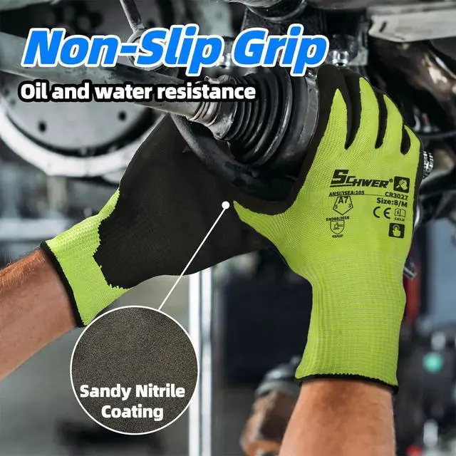 Alt view image 3 of 6 - Schwer 2 Pairs A7 Cut Resistant Work Gloves, Touchscreen, CR3027, L