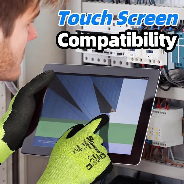 Alt view image 4 of 6 - Schwer 2 Pairs A7 Cut Resistant Work Gloves, Touchscreen, CR3027, L