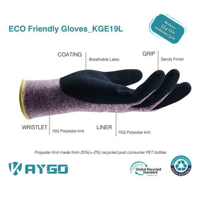 Alt view image 2 of 6 - KAYGO Women's Work Gloves, Sandy Latex Grip, Breathable