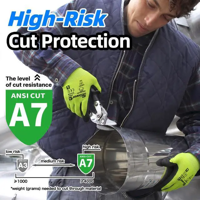 Alt view image 2 of 6 - Schwer 2 Pairs A7 Cut Resistant Work Gloves, Touchscreen, CR3027, L
