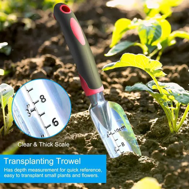 Alt view image 4 of 6 - Garden Tool Set, 3 Pieces Aluminum Heavy Gardening Kit Including Hand Shovel, Transplant Shovel and Hand Rake with Soft Rubber Non-Slip Handle, Peoplewholovegardeningenjoy apleasant Experience