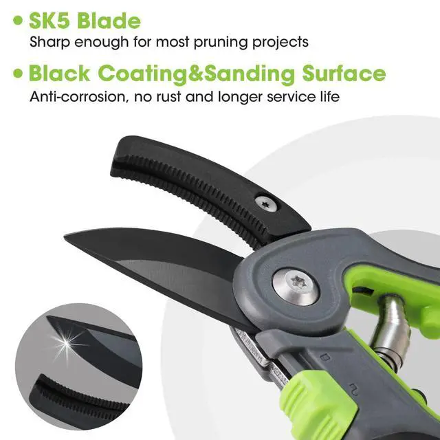Alt view image 2 of 7 - WORKPRO Pruning Shears, Garden Clippers with SK5 Steel Blades, 8" Anvil