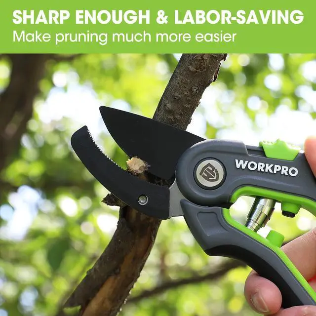 Alt view image 6 of 7 - WORKPRO Pruning Shears, Garden Clippers with SK5 Steel Blades, 8" Anvil
