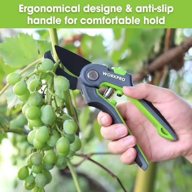 Alt view image 7 of 7 - WORKPRO Pruning Shears, Garden Clippers with SK5 Steel Blades, 8" Anvil