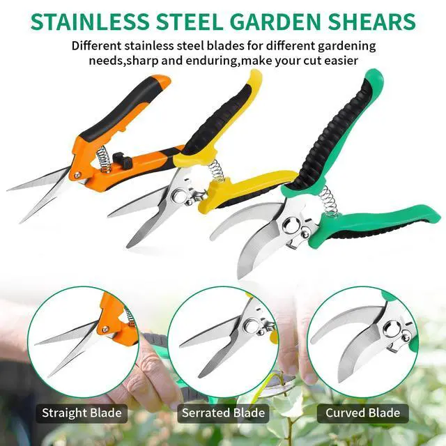 Alt view image 2 of 7 - Garden Pruning Shears 3 Pack Gardening Shears Garden Scissors Stainless Steel Plant Flower Scissors Clippers Pruning Shears tijeras de jardinería
