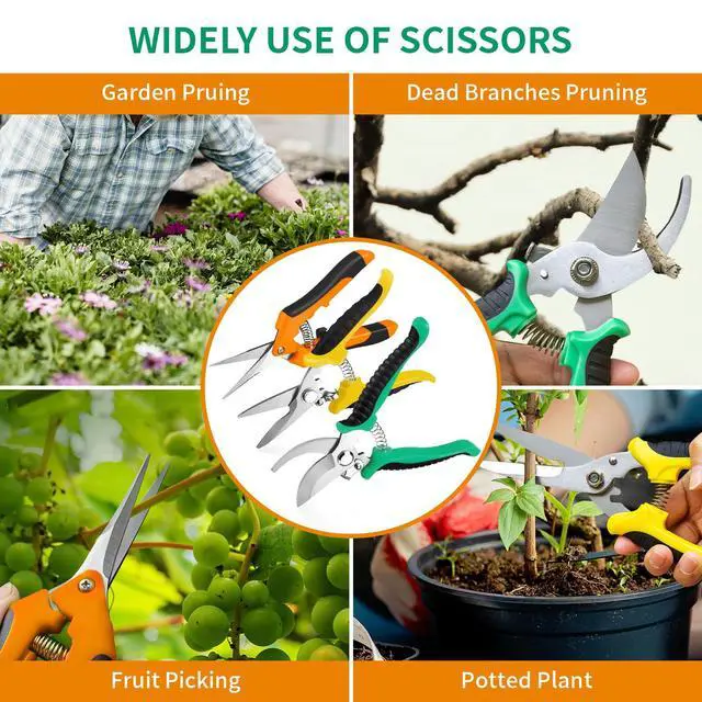 Alt view image 6 of 7 - Garden Pruning Shears 3 Pack Gardening Shears Garden Scissors Stainless Steel Plant Flower Scissors Clippers Pruning Shears tijeras de jardinería
