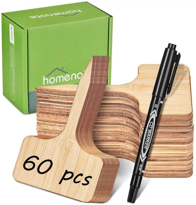 Main image of Homenote 60-Pack Bamboo Plant Labels, 2.36 x 4-Inch T-Type Garden Tags