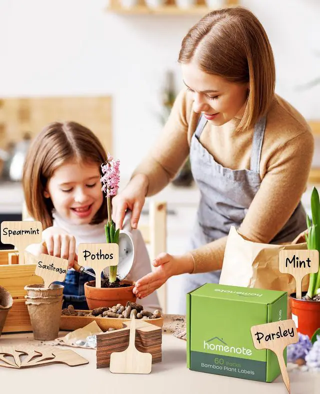 Alt view image 2 of 7 - Homenote 60-Pack Bamboo Plant Labels, 2.36 x 4-Inch T-Type Garden Tags
