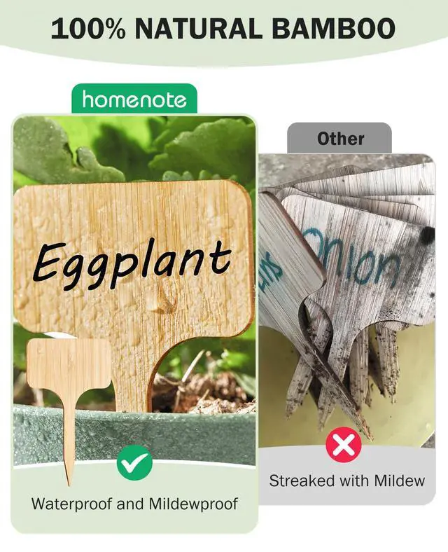 Alt view image 3 of 7 - Homenote 60-Pack Bamboo Plant Labels, 2.36 x 4-Inch T-Type Garden Tags