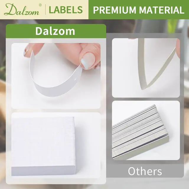 Alt view image 5 of 7 - Dalzom® 300Pcs 4" Plant Labels with Marker Pen, Waterproof Plastic Plant Tags for Outdoor Seedlings Vegetable Garden Signs Markers Label Stakes (White)