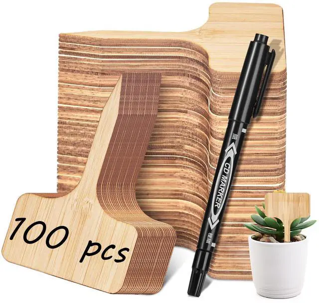Main image of Homenote 100-Pack Bamboo Plant Labels, 2.36 x 4-Inch T-Type Garden Tags