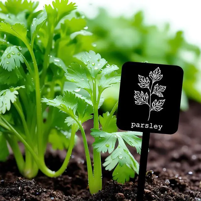 Alt view image 7 of 7 - Whaline 24 Pcs Acrylic Plant Label Signs Garden Herb Markers, Black