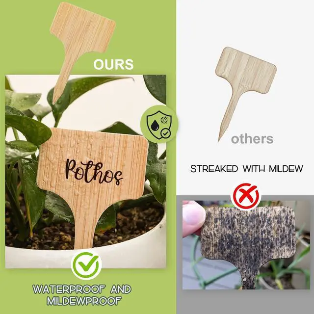 Alt view image 3 of 7 - VITEVER 100pcs Plant Labels, T-Type Plastic Tags with Marker Pen, Waterproof Garden Signs for Outdoor Plants (3.9 x 2.4)