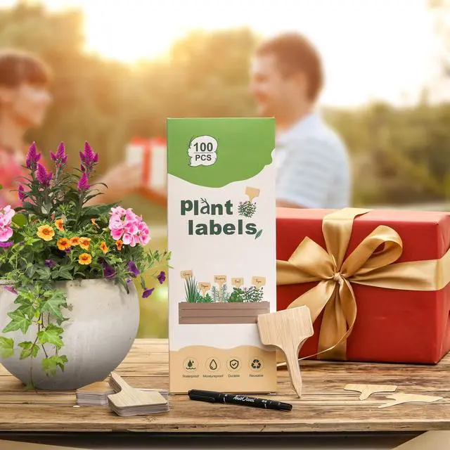 Alt view image 7 of 7 - VITEVER 100pcs Plant Labels, T-Type Plastic Tags with Marker Pen, Waterproof Garden Signs for Outdoor Plants (3.9 x 2.4)