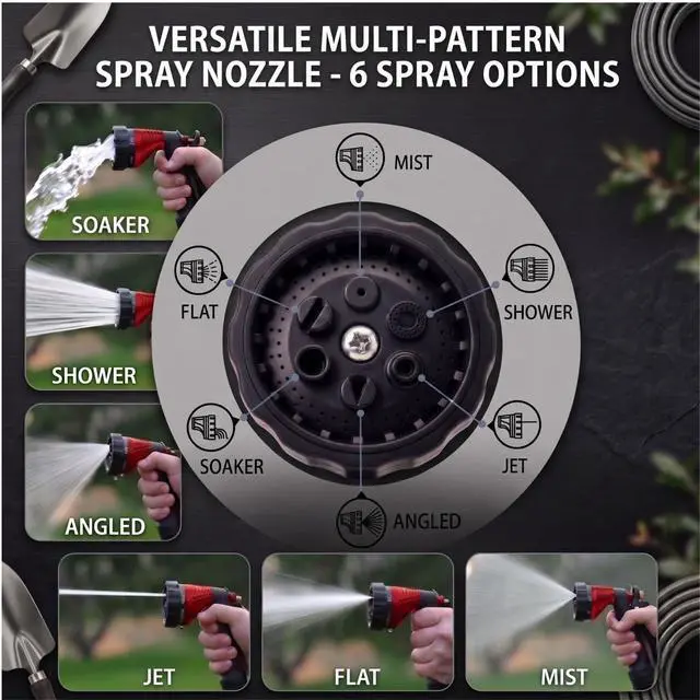 Alt view image 4 of 7 - GREEN MOUNT Water Hose Nozzle Spray Nozzle, Metal Garden Hose Nozzle with Adjustable Spray Patterns, Perfect for Watering Plants, Washing Cars and Showering Dogs & Pets