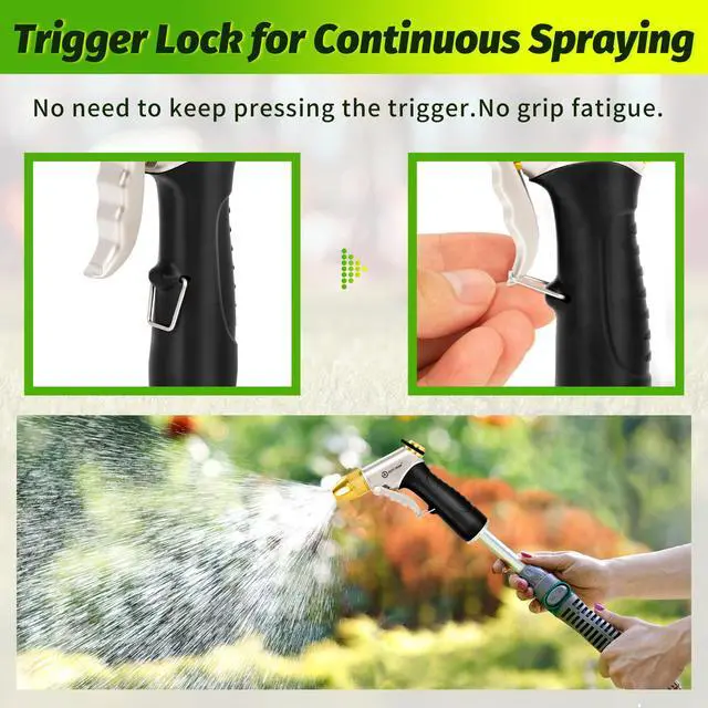 Alt view image 5 of 7 - AUTOMAN Metal Hose Nozzle, High Pressure Garden Hose Sprayer, 100% Metal Water Hose Nozzle, Adjustable Watering Nozzle, Heavy Duty Garden Nozzle for Watering Plants & Lawns, Washing Cars & Pets