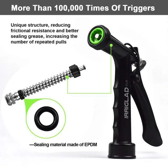 Alt view image 2 of 7 - IRRIGLAD Hose Nozzle 2 Pack, Full Size Pistol Grip Water Nozzle Sprayer with Threaded Front, High Pressure Nozzle, Adjustable Spray Water Flow for Watering Plants, Showering Pet, Washing Car, Cleaning