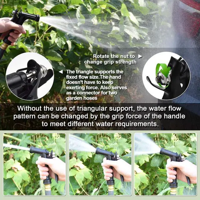 Alt view image 3 of 7 - IRRIGLAD Hose Nozzle 2 Pack, Full Size Pistol Grip Water Nozzle Sprayer with Threaded Front, High Pressure Nozzle, Adjustable Spray Water Flow for Watering Plants, Showering Pet, Washing Car, Cleaning
