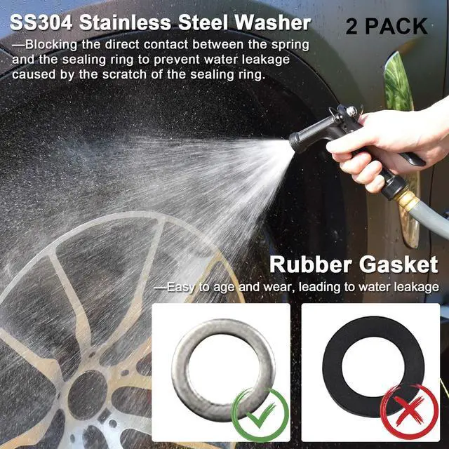 Alt view image 5 of 7 - IRRIGLAD Hose Nozzle 2 Pack, Full Size Pistol Grip Water Nozzle Sprayer with Threaded Front, High Pressure Nozzle, Adjustable Spray Water Flow for Watering Plants, Showering Pet, Washing Car, Cleaning