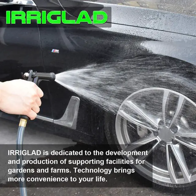 Alt view image 7 of 7 - IRRIGLAD Hose Nozzle 2 Pack, Full Size Pistol Grip Water Nozzle Sprayer with Threaded Front, High Pressure Nozzle, Adjustable Spray Water Flow for Watering Plants, Showering Pet, Washing Car, Cleaning