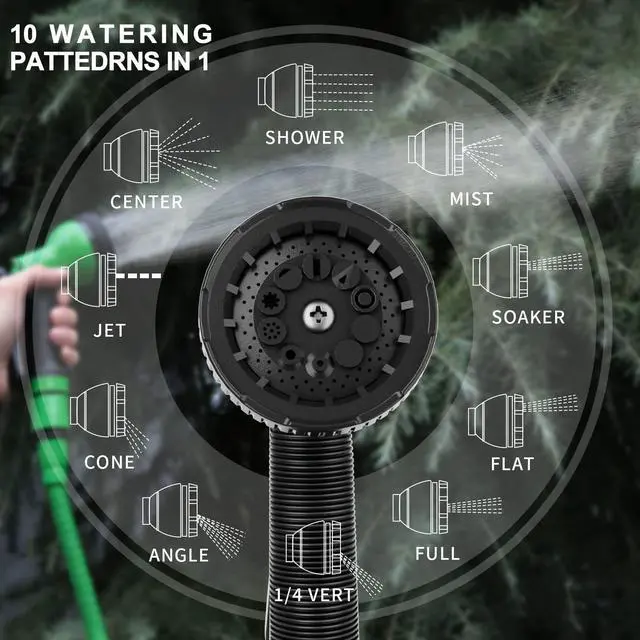 Alt view image 4 of 6 - Besiter Garden Hose Nozzle Sprayer: 2 Pack 10 Watering Patterns Water Hose Spray Nozzles for Garden Hose Heavy Duty Hose Head Hose Attachment for Garden Hose YellowGreen
