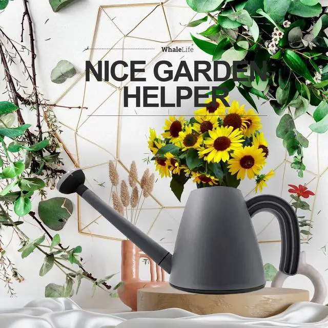 Alt view image 3 of 7 - Indoor Plant Watering Can Long Spout for House Plants 2L/67oz Gray