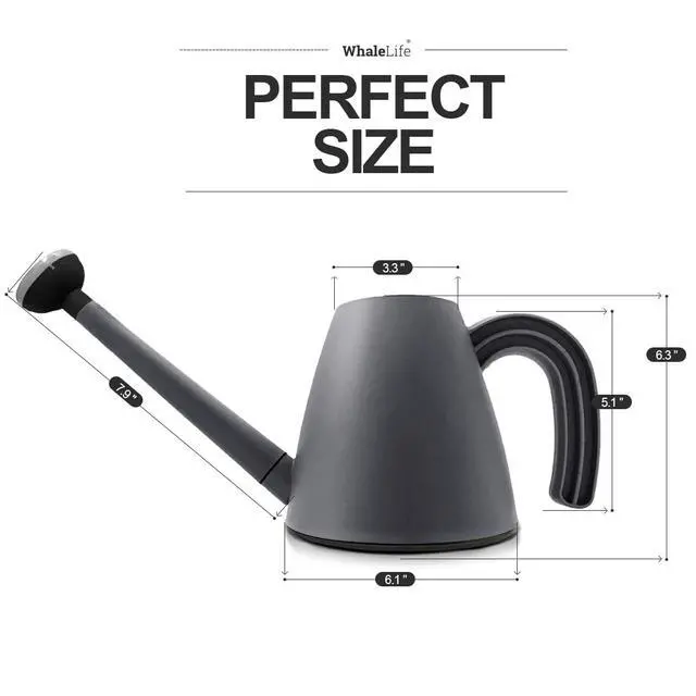 Alt view image 4 of 7 - Indoor Plant Watering Can Long Spout for House Plants 2L/67oz Gray