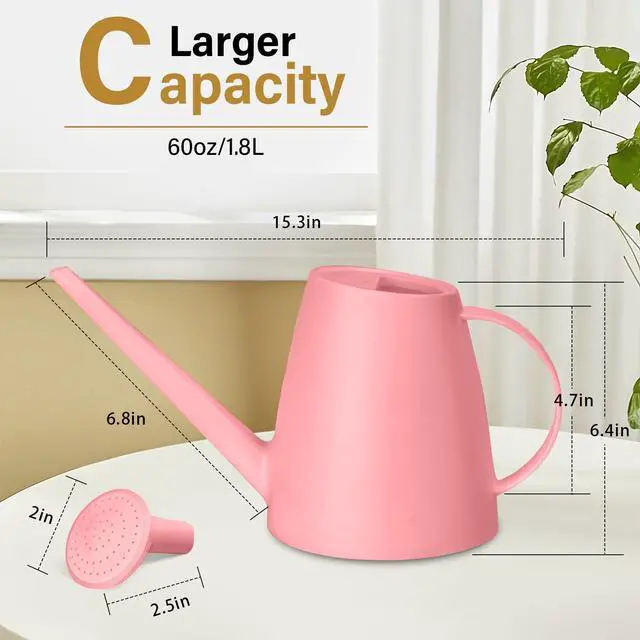 Alt view image 2 of 7 - UFANME Plastic Watering Can for Home Plant Garden 1/2 Gallon Pink