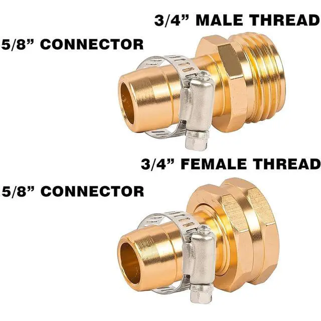 Alt view image 2 of 7 - Hourleey Garden Hose Repair Connector with Clamps, Fit for 3/4" or 5/8" Garden Hose Fitting, Male and Female Hose Adapter Water Hose Repair Kit, 5 Set