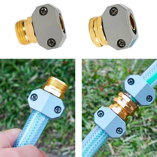 Alt view image 6 of 7 - Hourleey Garden Hose Repair Kit, 2 Sets Aluminum Alloy Garden Hose End Mender, Male and Female Water Hose Repair Fittings, Fit 5/8" and 3/4" Connector, with 4 Extra Hose Washers