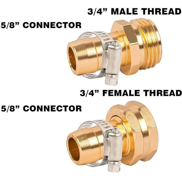 Alt view image 2 of 7 - Hourleey Garden Hose Repair Connector with Clamps, Fit for 3/4" or 5/8" Garden Hose Fitting, Male and Female Hose Adapter Water Hose Repair Kit, 3 Set