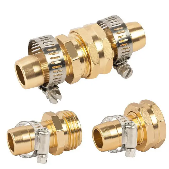 Alt view image 4 of 7 - Hourleey Garden Hose Repair Connector with Clamps, Fit for 3/4" or 5/8" Garden Hose Fitting, Male and Female Hose Adapter Water Hose Repair Kit, 3 Set
