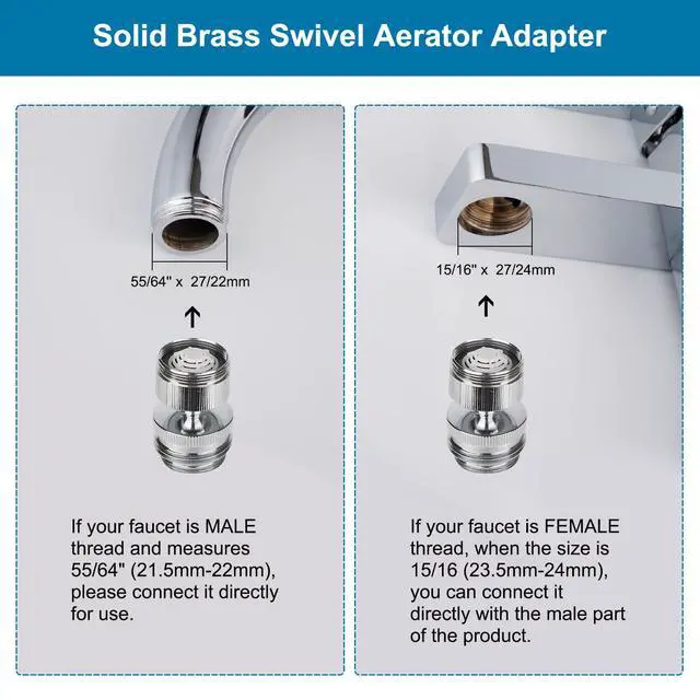 Alt view image 3 of 7 - Hibbent Sink Faucet to Garden Hose Adapter, Swivel 3/4" Faucet Adapter