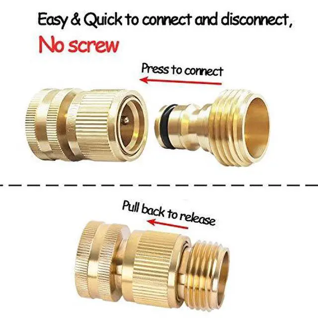 Alt view image 3 of 7 - HQMPC Garden Hose Quick Connect Solid Brass Quick Connector Garden Hose Fitting Water Hose Connectors Garden Hose Disconnect 3/4 inch GHT (2Sets) (2Female+2Male)