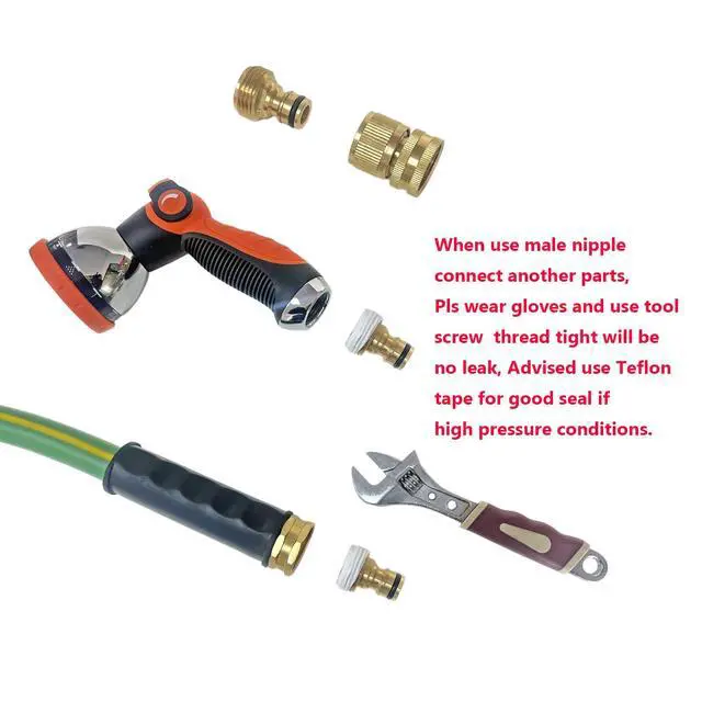 Alt view image 4 of 7 - HQMPC Garden Hose Quick Connect Solid Brass Quick Connector Garden Hose Fitting Water Hose Connectors Garden Hose Disconnect 3/4 inch GHT (2Sets) (2Female+2Male)