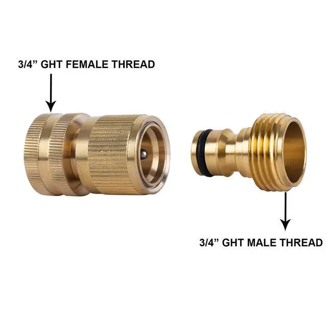 Alt view image 5 of 7 - HQMPC Garden Hose Quick Connect Solid Brass Quick Connector Garden Hose Fitting Water Hose Connectors Garden Hose Disconnect 3/4 inch GHT (2Sets) (2Female+2Male)