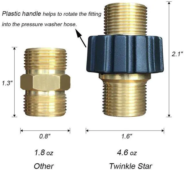 Alt view image 2 of 6 - Twinkle Star Pressure Washer Hose Quick Connector, M22 Metric Male Thread Fitting, TWIS375