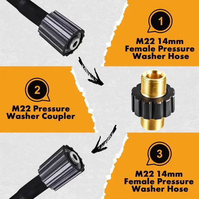 Alt view image 4 of 6 - Twinkle Star Pressure Washer Hose Quick Connector, M22 Metric Male Thread Fitting, TWIS375