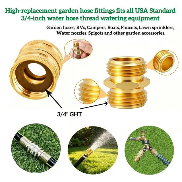 Alt view image 2 of 7 - EZtar 3/4 Inch Garden Hose Adapter Male to Male Female to Female Connector