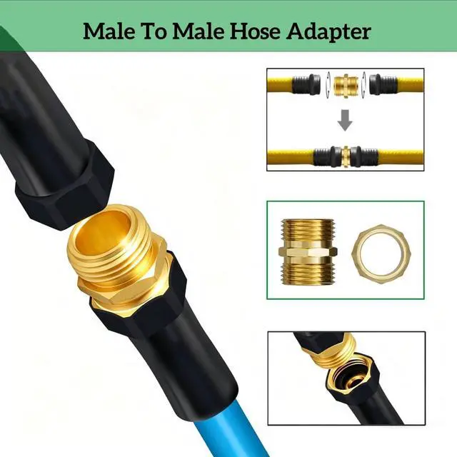 Alt view image 5 of 7 - EZtar 3/4 Inch Garden Hose Adapter Male to Male Female to Female Connector
